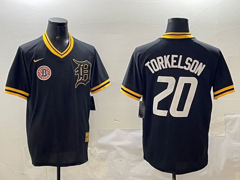Men Detroit Tigers #20 Torkelaon Black Gold Game 2025 Nike MLB Jersey style 6